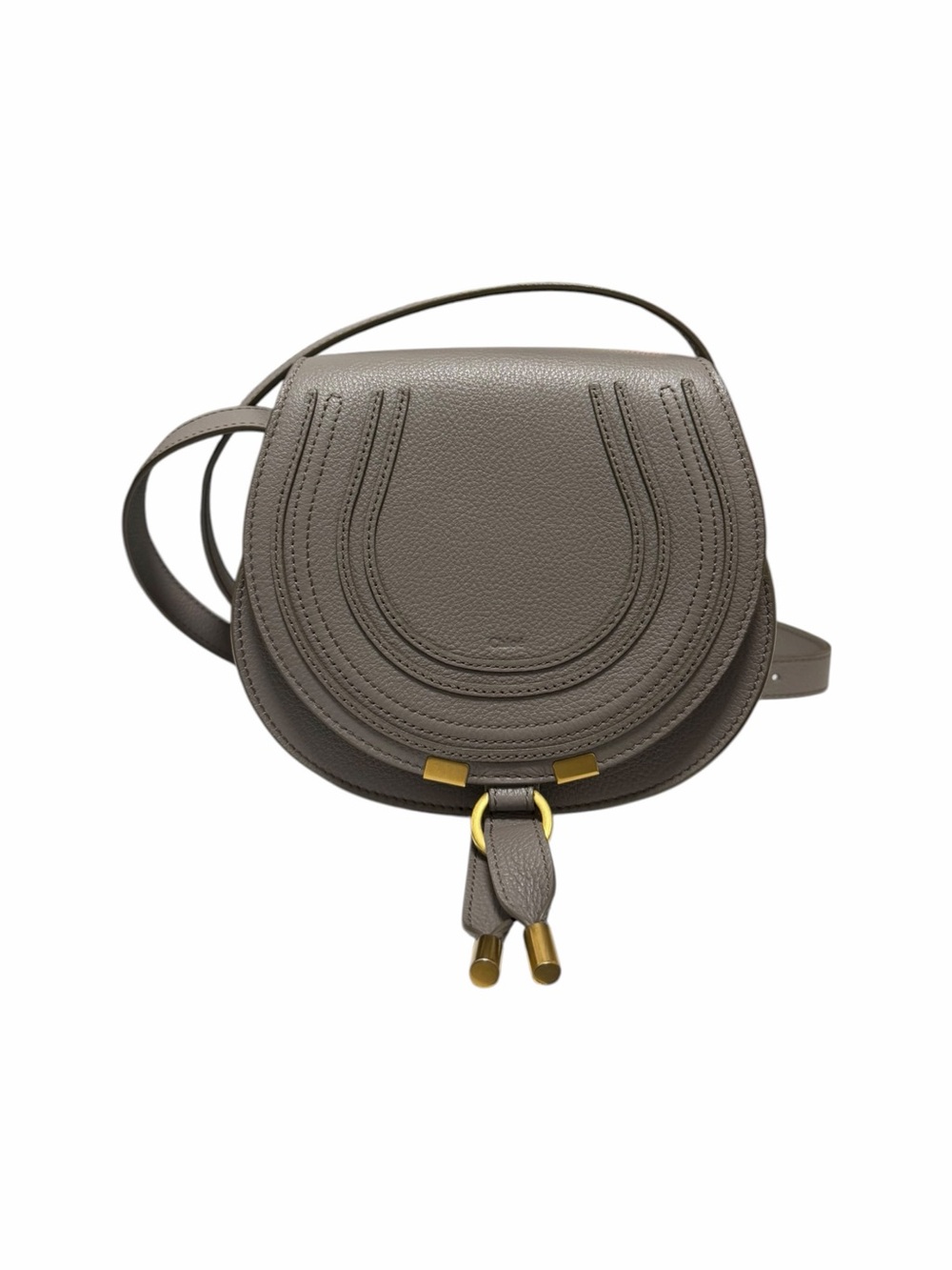 Chloe Gray Pebbled Leather Crossbody Handbag